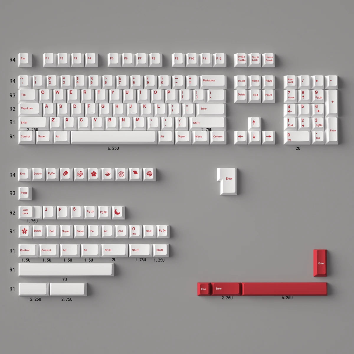 140 key GMK Minimalist Red keycap PBT Dye Sub Cherry Profile Customized Japanese KeyCaps For MX Switch Mechanical Keyboard