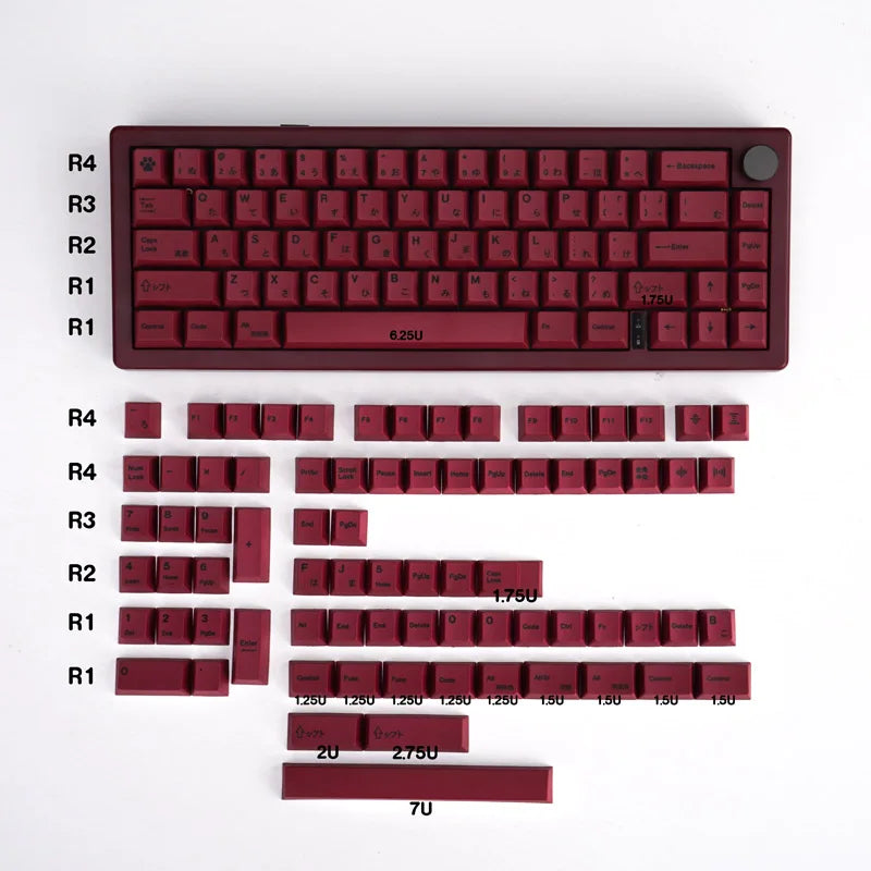 140 key GMK Minimalist Red keycap PBT Dye Sub Cherry Profile Customized Japanese KeyCaps For MX Switch Mechanical Keyboard